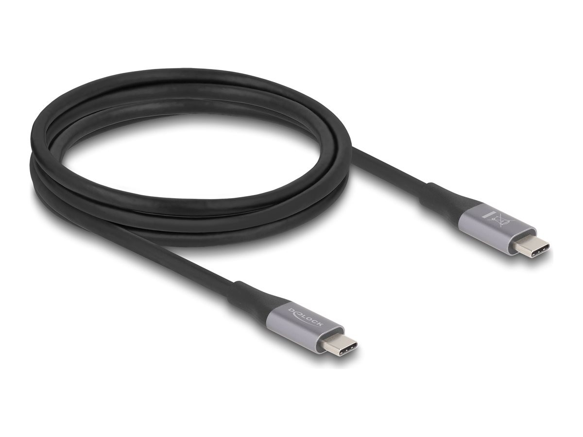 Delock USB 40 Gbps Kabel USB Type-C™ Stecker zu Stecker PD 3.1 240 W E-Marker 2 m grau Metall