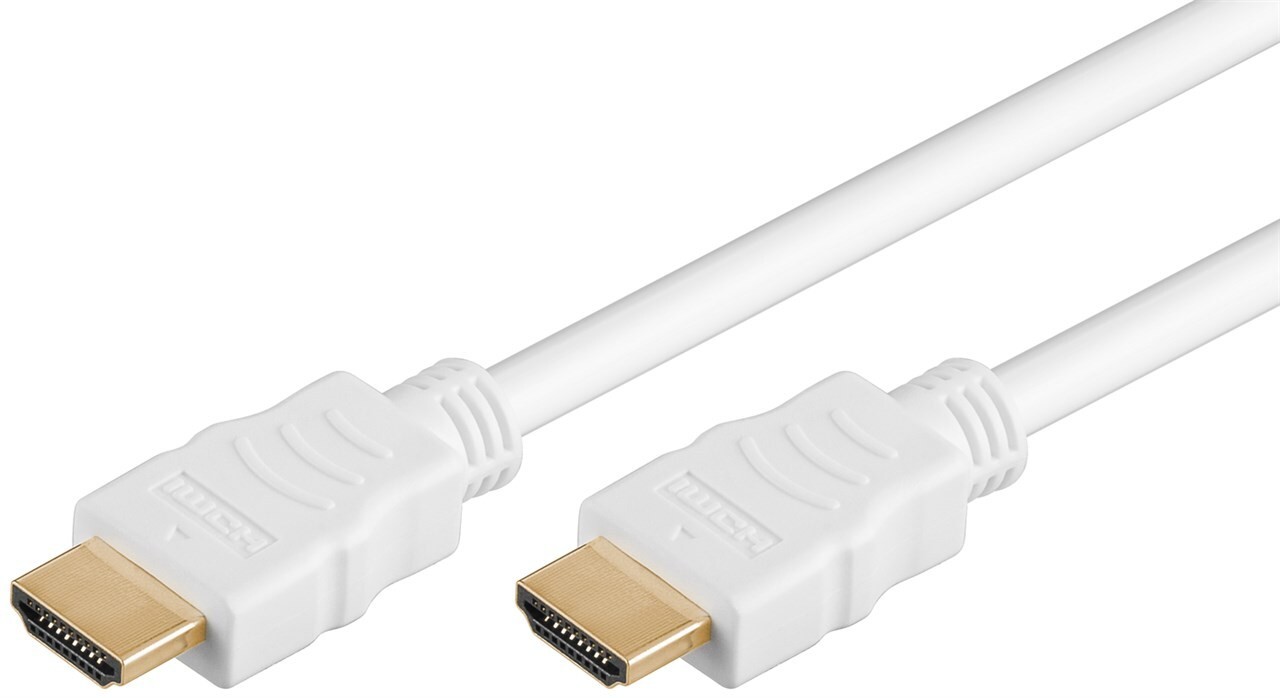 Goobay 1m HDMI Kabel 2.0 mit Ethernet, weiß [4K (2160p), bis zu 18Gbit/s, vergoldete Kontakte, ARC]
