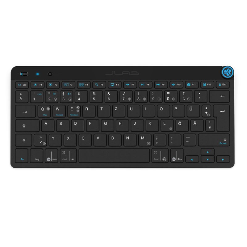 JLab GO Wireless Bluetooth-Tastatur, DE-Layout Mehrere Verbindungsoptionen, Multifunktionaler Medienregler
