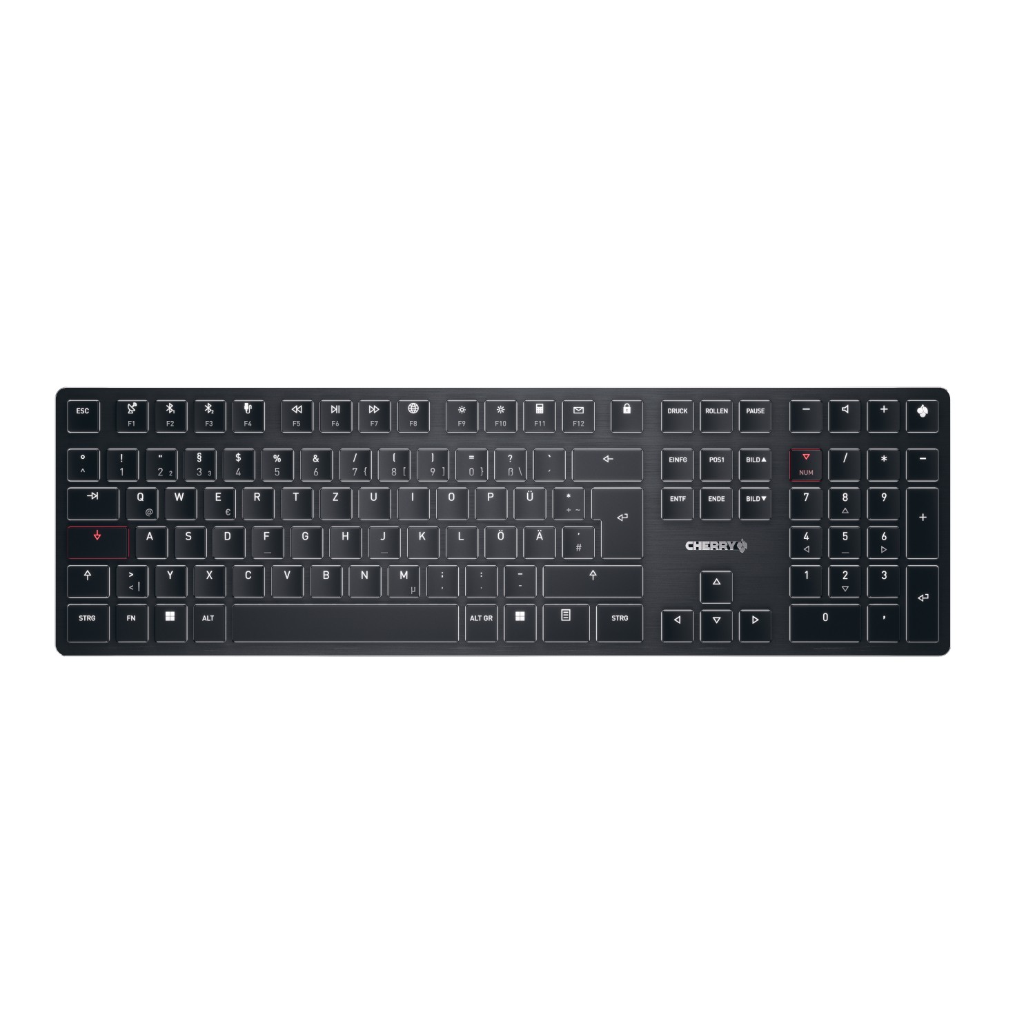 CHERRY KW X ULP, Ultraflache mechanische Tastatur, Kabellos Multi-Device-Tastatur für max. 4 Geräte, CHERRY MX Ultra Low Profile