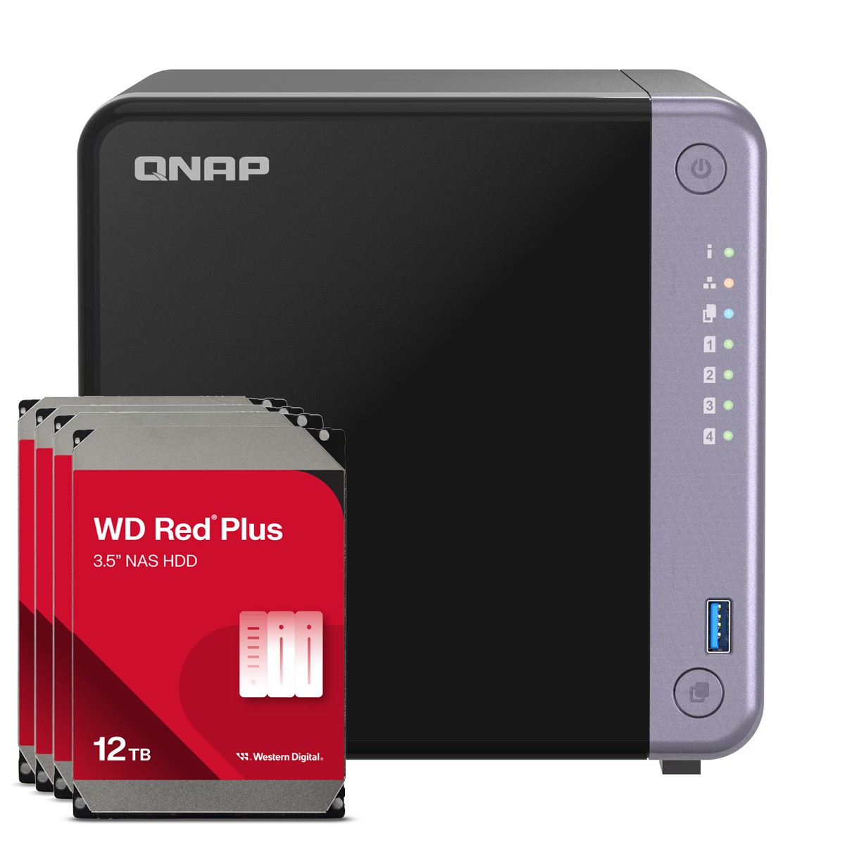 QNAP TS-432X-4G 48TB WD Red Plus NAS-Bundle NAS inkl. 4x 12TB WD Red Plus 3.5 Zoll SATA Festplatte