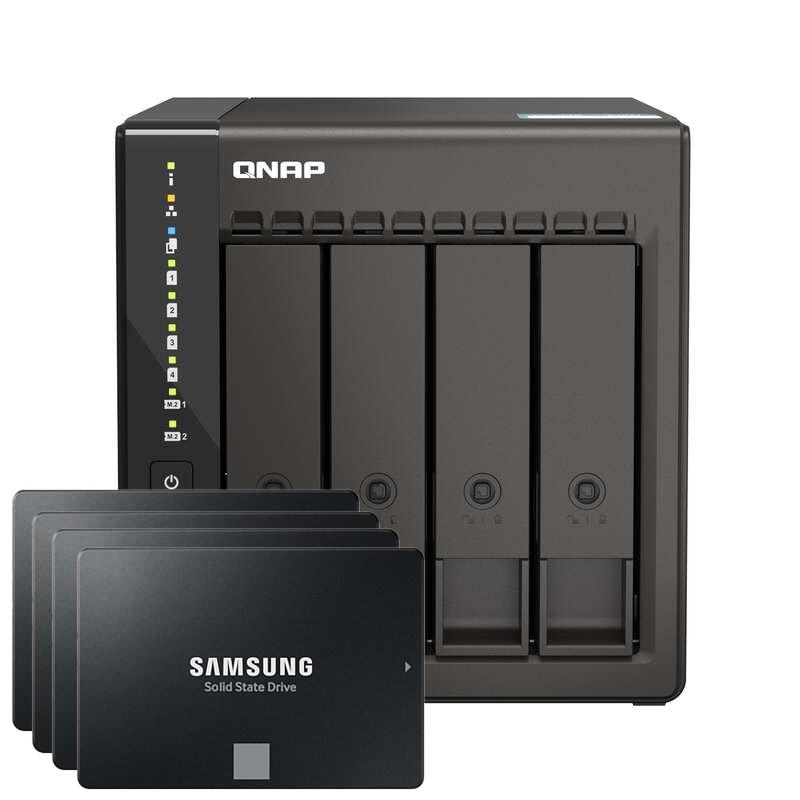 QNAP TS-453E-8G 4TB 870 EVO SSD Bundle NAS inkl. 4x 1TB 870 EVO 2,5 Zoll SATA SSD