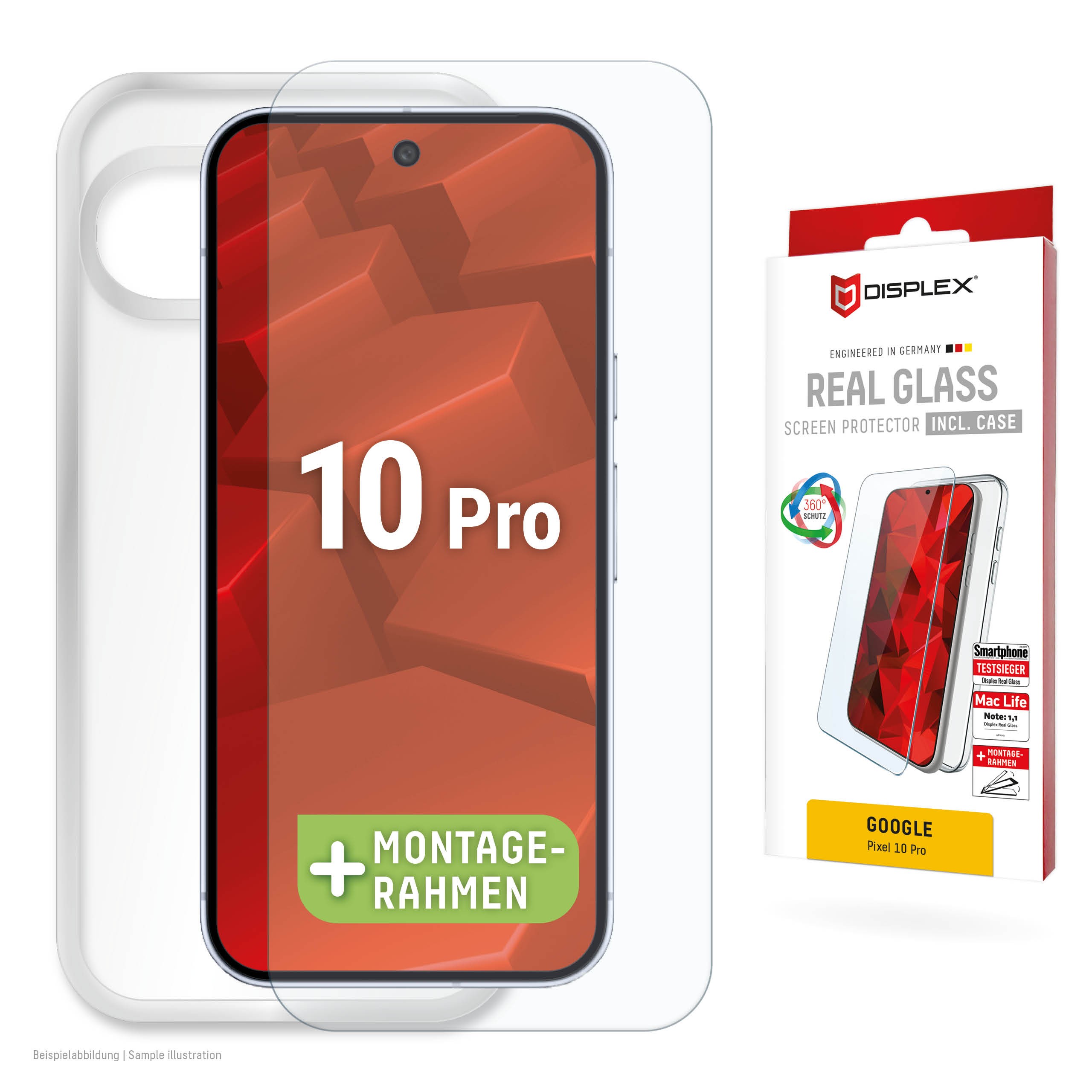 DISPLEX Real Glass Schutzfolie + Hülle für Google Pixel 10 Pro
