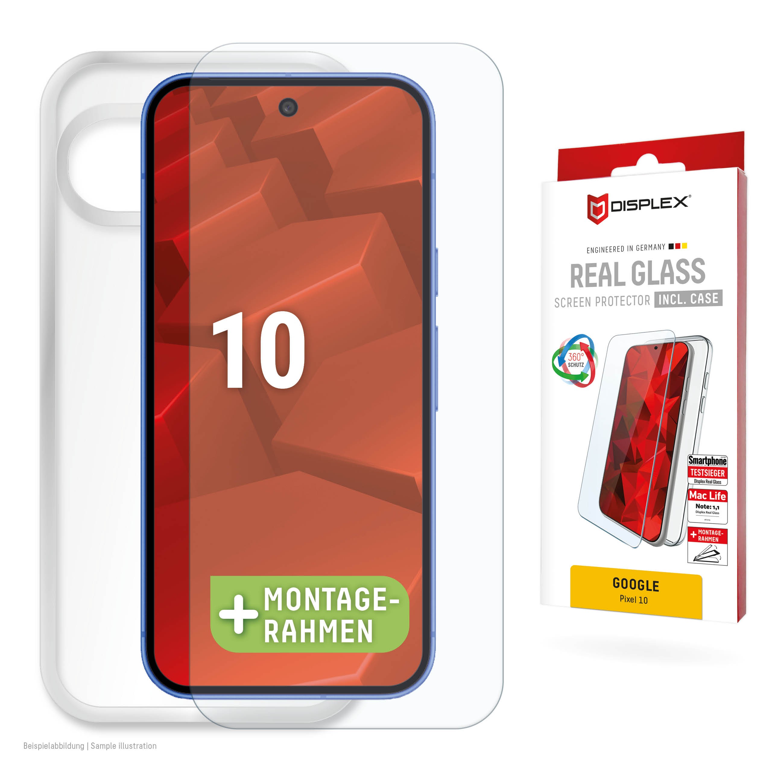 DISPLEX Real Glass Schutzfolie + Schutzhülle für Google Pixel 10