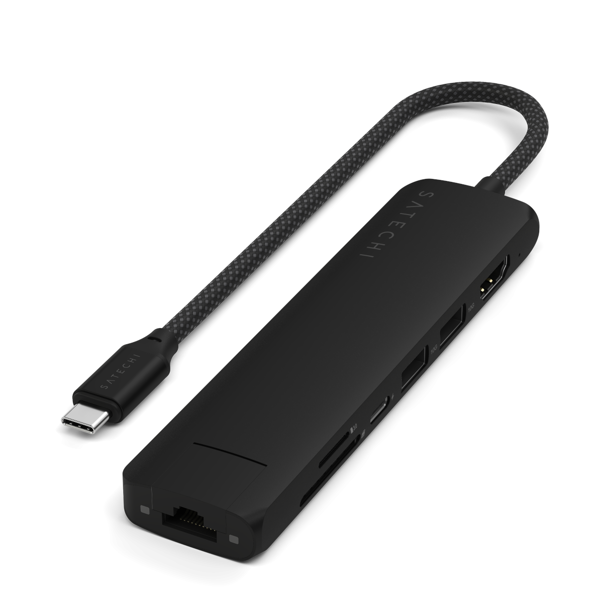 Satechi USB-C 7-in-1 Slim Multiport Adapter with Ethernet Black