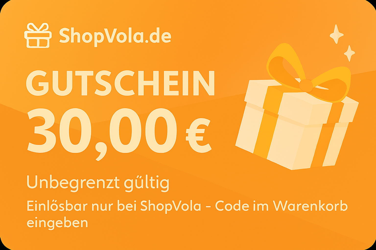 30€ Gutschein – Einlösbar im gesamten Shopvola Sortiment