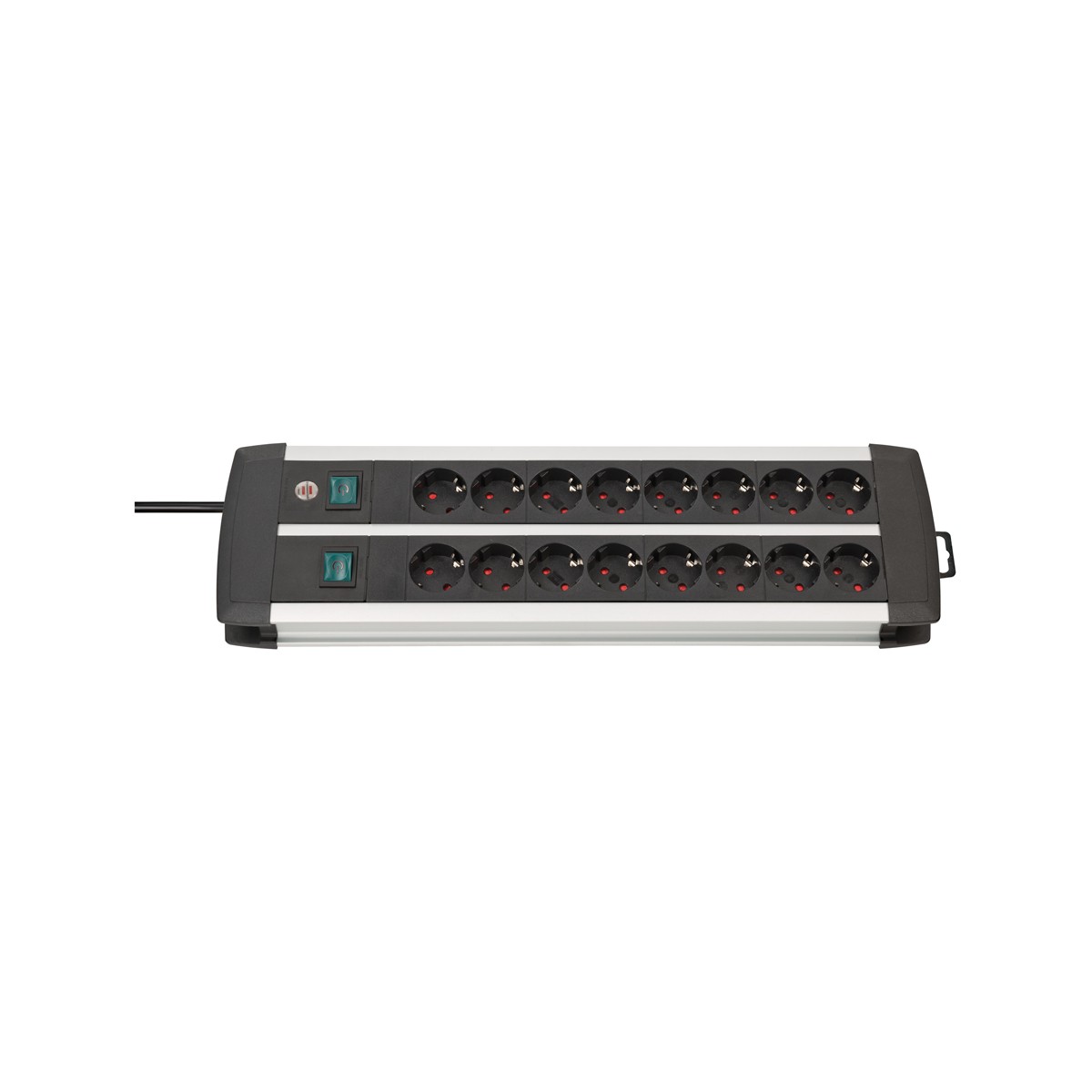 Brennenstuhl Premium-ALU-Line DUO 2x8fach sw *DE* 3m H05VV-F3G1,5 mit 2 Schaltern