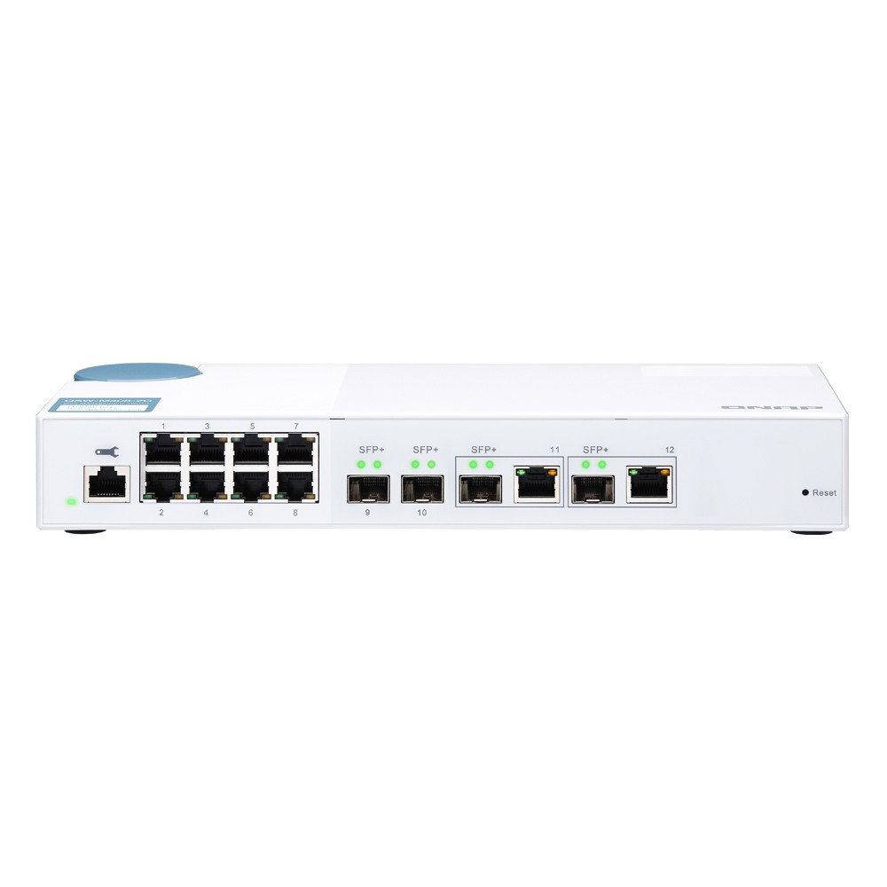 QNAP QSW-M408-2C Smart Managed Switch [2x 10GbE SFP+, 2x 10GbE SFP+/RJ45 Combo, 8x 1GbE (RJ45), Layer 2, Netzwerkmanagement]