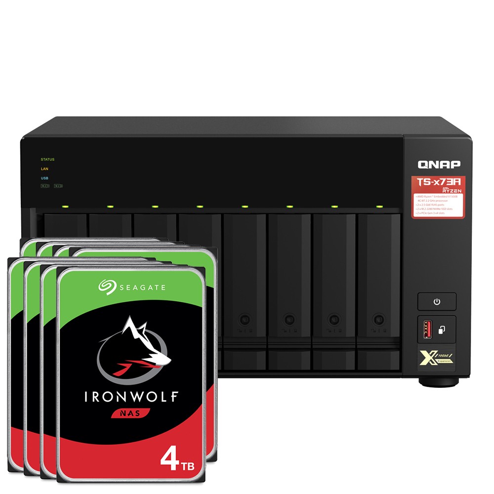 QNAP TS-873A-8G 96TB IronWolf NAS-Bundle NAS inkl. 8x 12TB Seagate IronWolf 3,5 Zoll SATA Festplatte