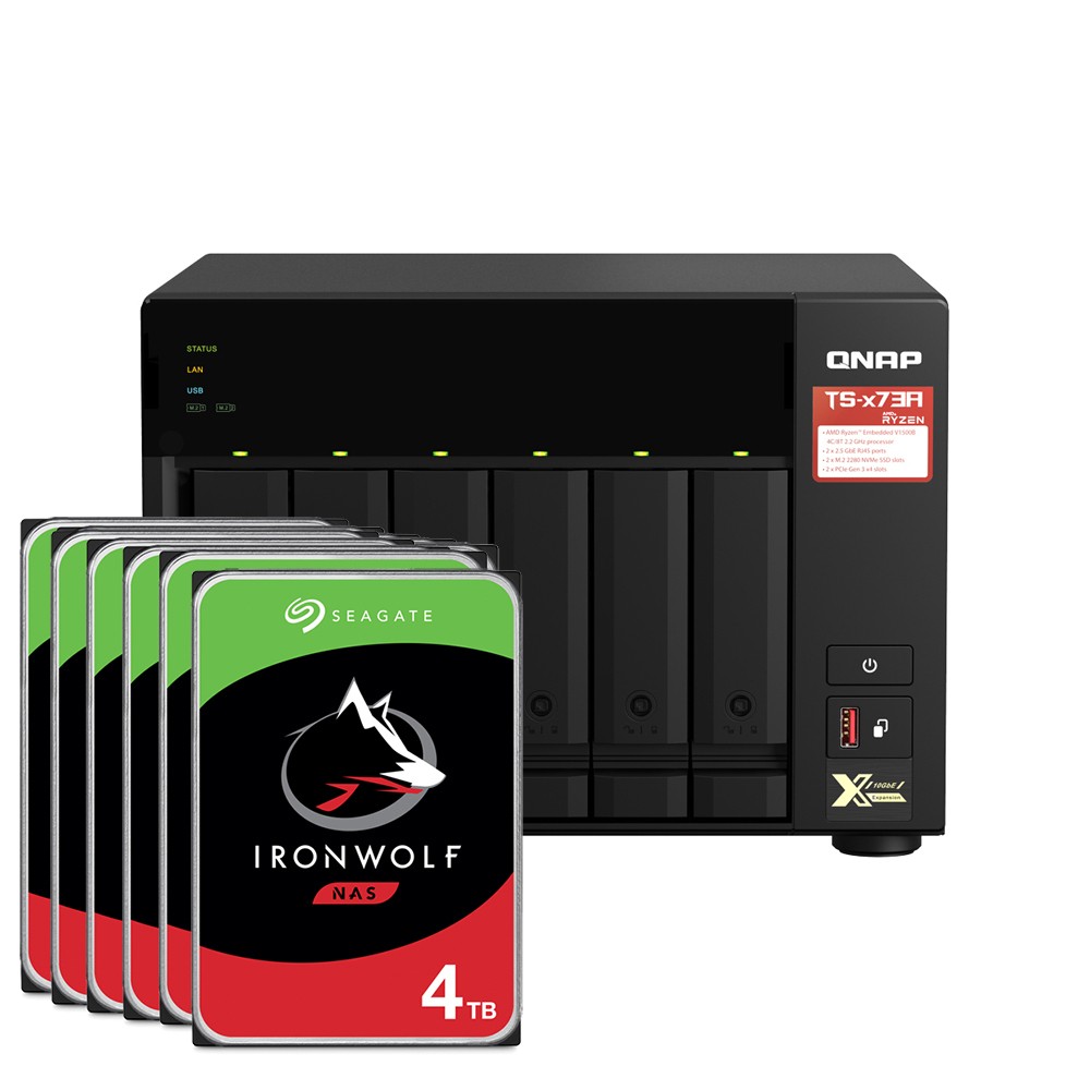 QNAP TS-673A-8G 72TB IronWolf NAS-Bundle NAS inkl. 6x 12TB Seagate IronWolf 3,5 Zoll SATA Festplatte