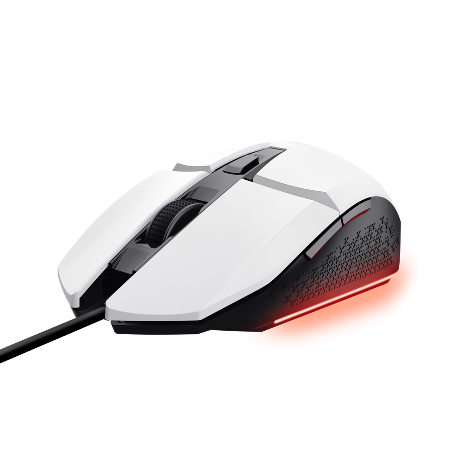 MAU Trust Gaming GXT109W FELOX Gaming Maus weiß Beleuchtete Gaming-Maus mit programmierbaren Tasten, weiß