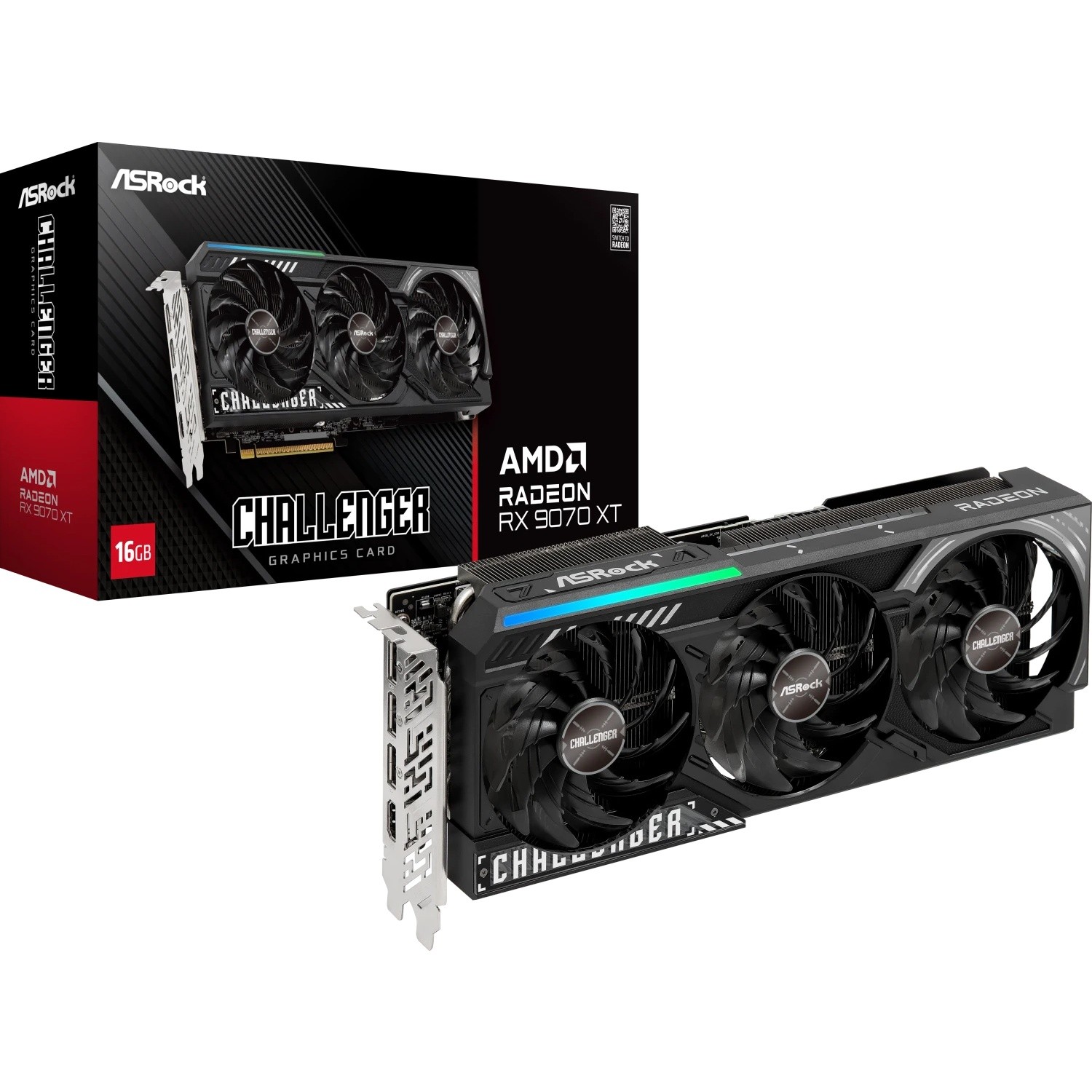 ASRock Radeon RX 9070 XT Challenger 16GB - 16GB GDDR6, 1x HDMI, 3x DP