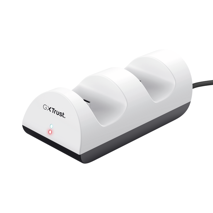 Trust Gaming GXT254 Ladedock für PS5 Controller Ladedock zum gleichzeitigen Aufladen und Aufbewahren von zwei PS5-Controllern
