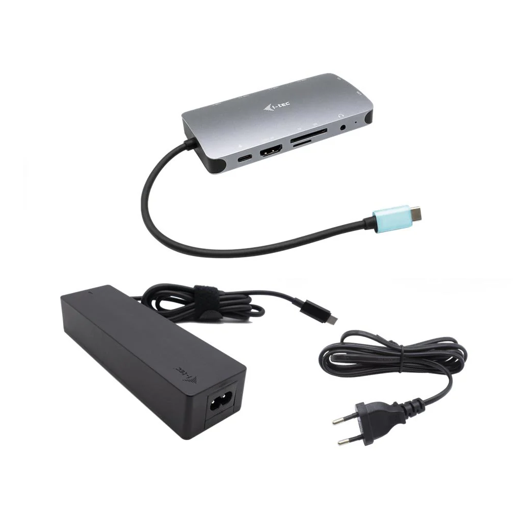 i-tec USB-C Metal Nano Dock HDMI/VGA mit LAN + Power Delivery 100W + Charger 100W (bundle)