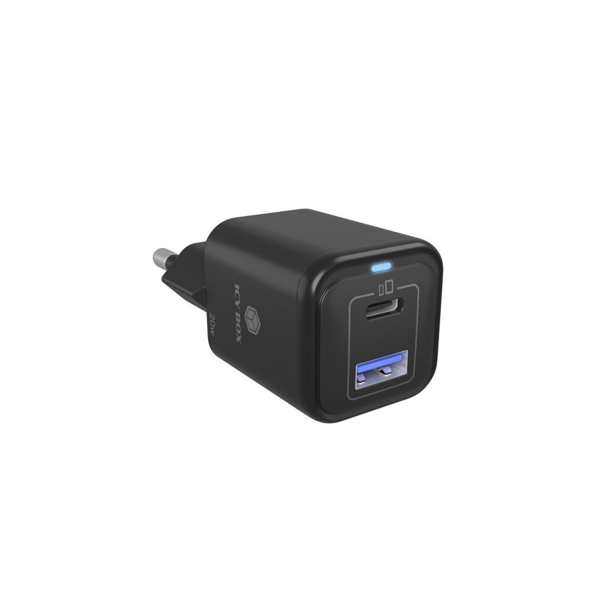 Icy Box 2 Port USB 20 W Schnellladegerät für Mobilgeräte 1x Type