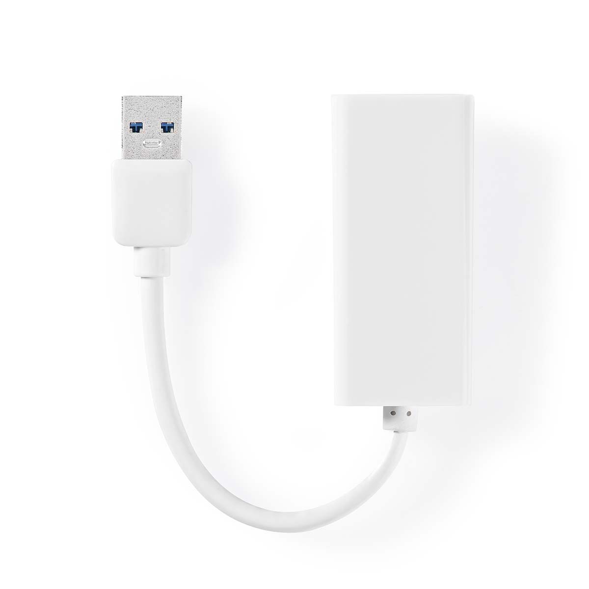 NEDIS USB-Adapter | USB 3.2 Gen 1 | USB-A Stecker | RJ45 Buchse | 1 Gbps | 0.20 m | rund | Vernickelt | ABS | Weiss | Box