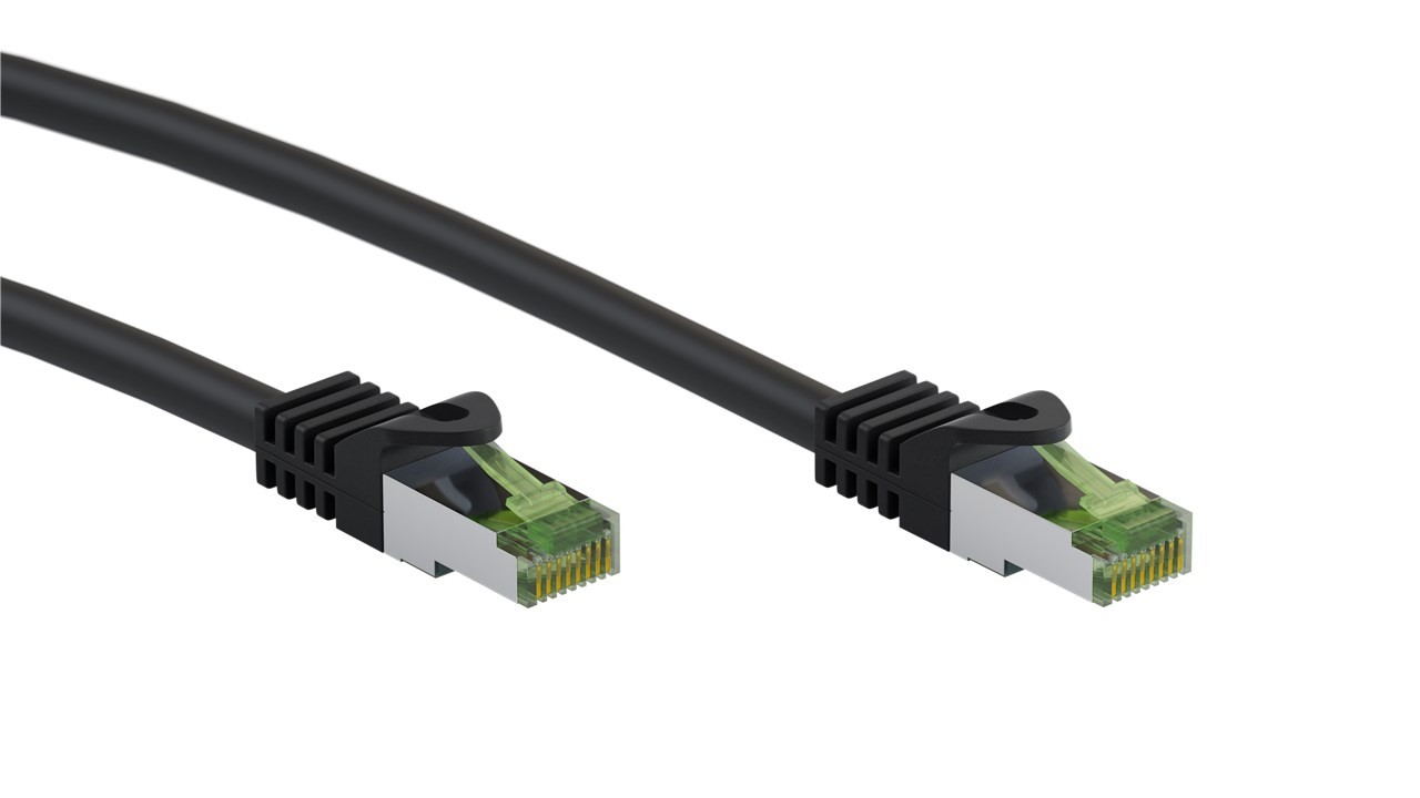 Goobay GHMT-zertifiziertes CAT 8.1 10m Patchkabel, S/FTP (PiMF), schwarz