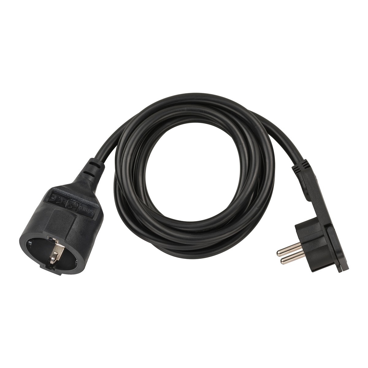 Brennenstuhl Verl.-Kabel 2m H05VV-F3G1,5 sw. mit Kischu u. Flachstecker