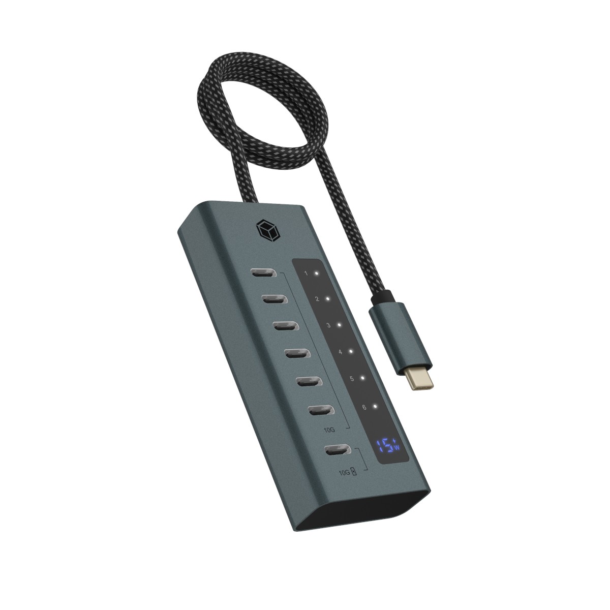 ICY BOX IB-HUB1457-C31 7-Port USB Type-C Hub 3.2 Gen 2, blaugrau