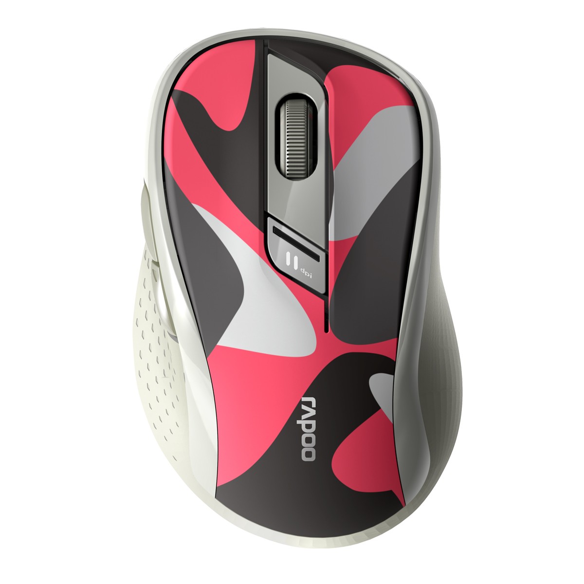 Rapoo Kabellose lautlose Multi-Mode-Maus "M500", Camouflage/Rot Einstellbarer Sensor mit 1.600 DPI