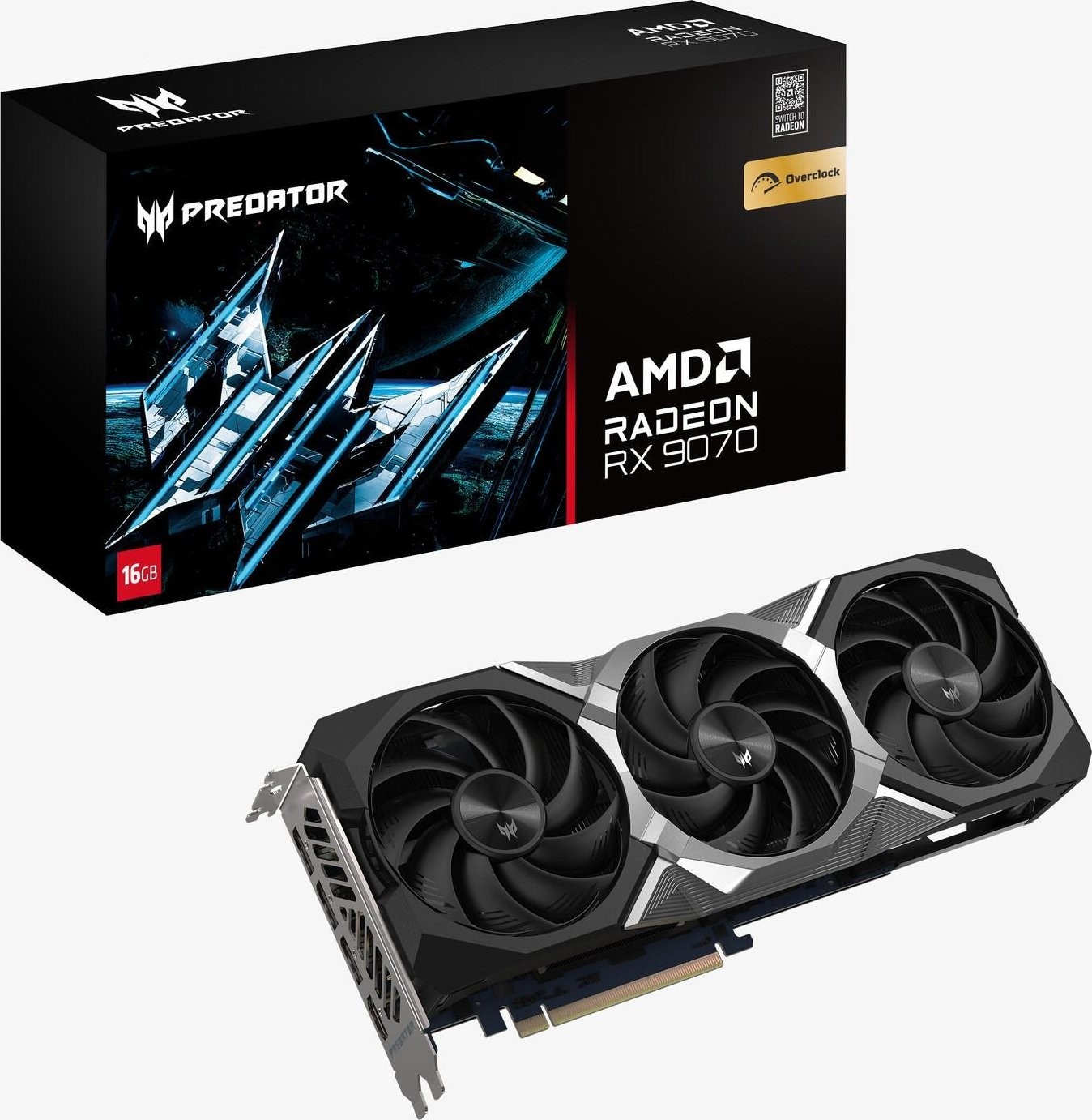 Acer Predator BiFrost AMD Radeon RX 9070 16G OC - 16GB GDDR6, 1x HDMI, 3x DP