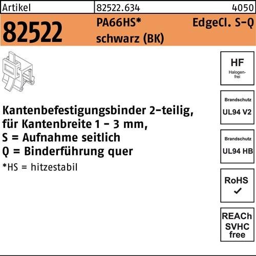 Befestigungsbinder R 82522 Edgeclip 3,6x150/33 PA66HS sw 500St. HELLERMANNTYTON - VPE: 500