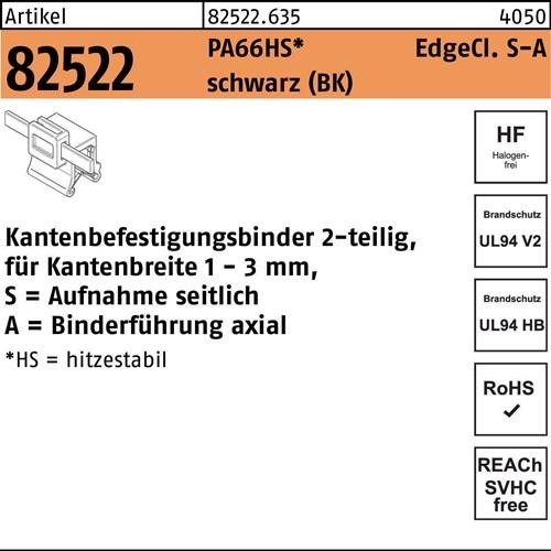 Befestigungsbinder R 82522 Edgeclip 4,6x150/31 PA66HS sw 500St. HELLERMANNTYTON - VPE: 500