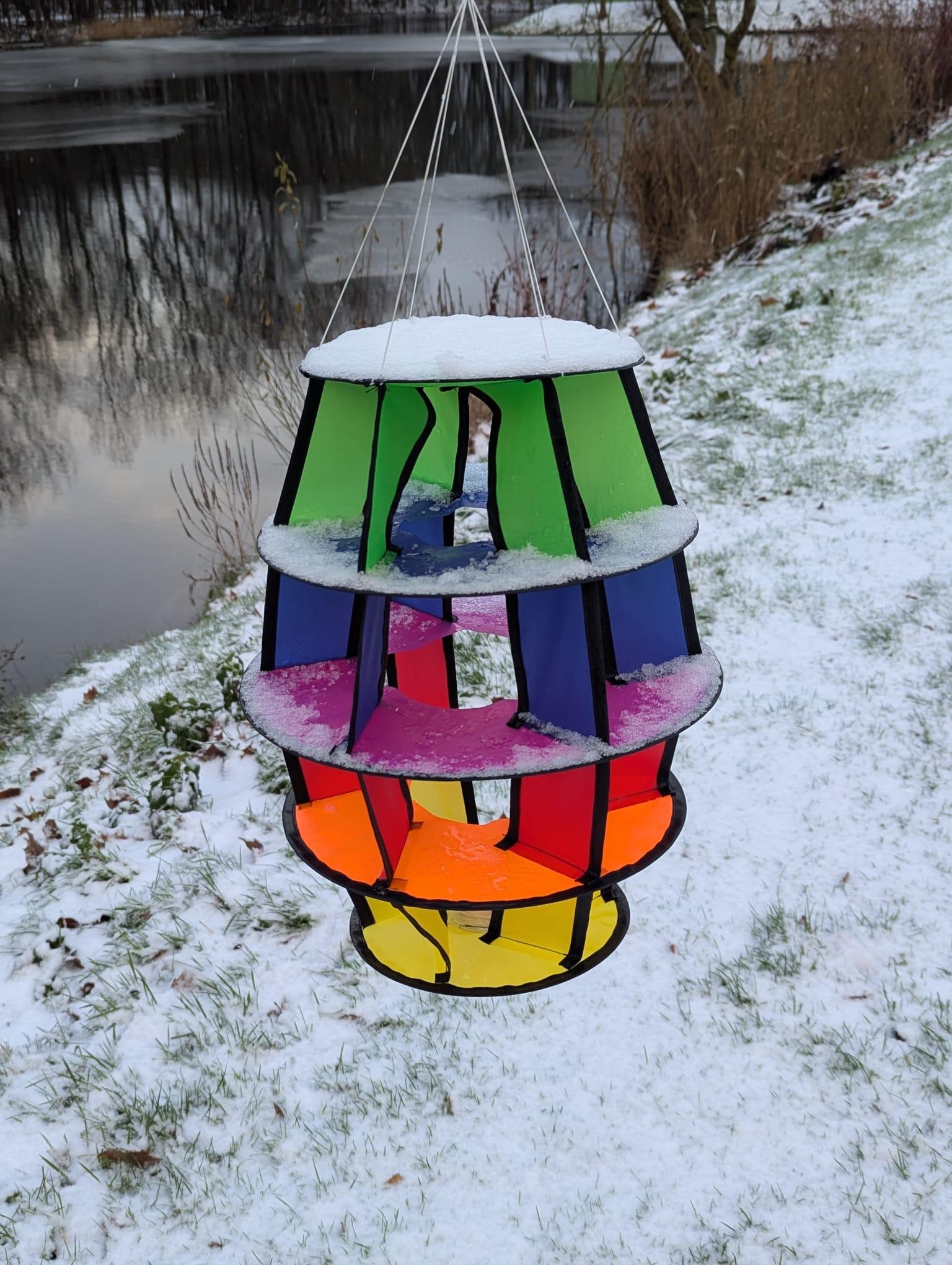 Bdt 3D Lampion''Camper- Leuchtfeuer'' inkl. USB-LED- Leuchte H:65cm, Ø 34cm