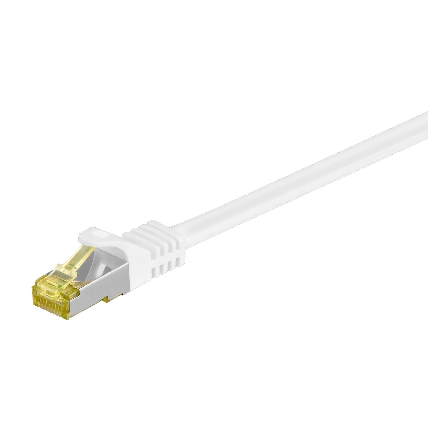 Goobay 7.5m RJ45 Patchkabel CAT 6A S/FTP (PiMF), 500 MHz, mit CAT 7 Rohkabel, weiß LSZH halogenfrei, Kupfer