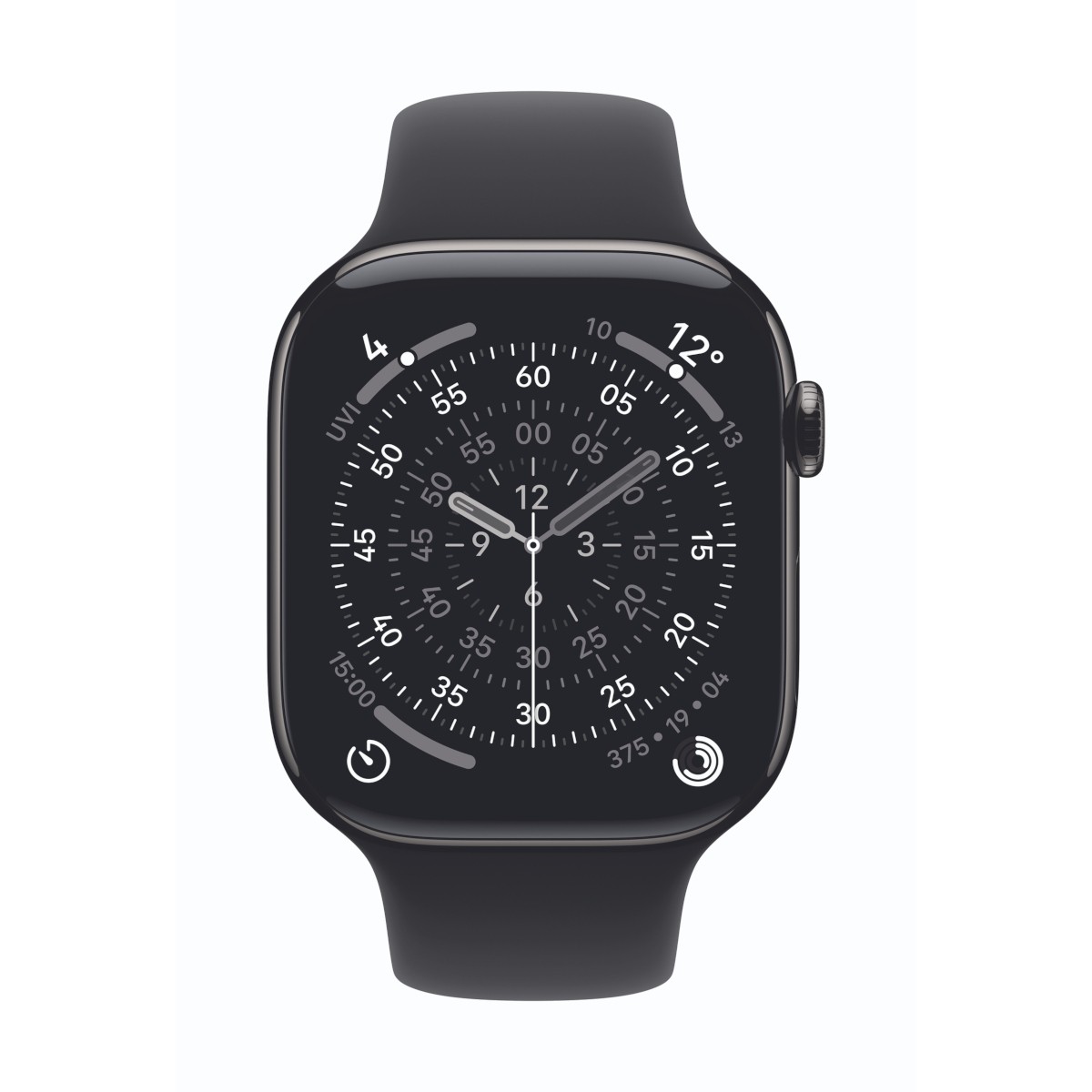 Apple Watch Series 11 Cellular 46mm Schiefer Titan Gehäuse mit Schwarz Sport Band - M/L