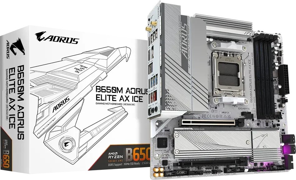 GIGABYTE B650M AORUS Elite AX ICE Mainboard Sockel AM5