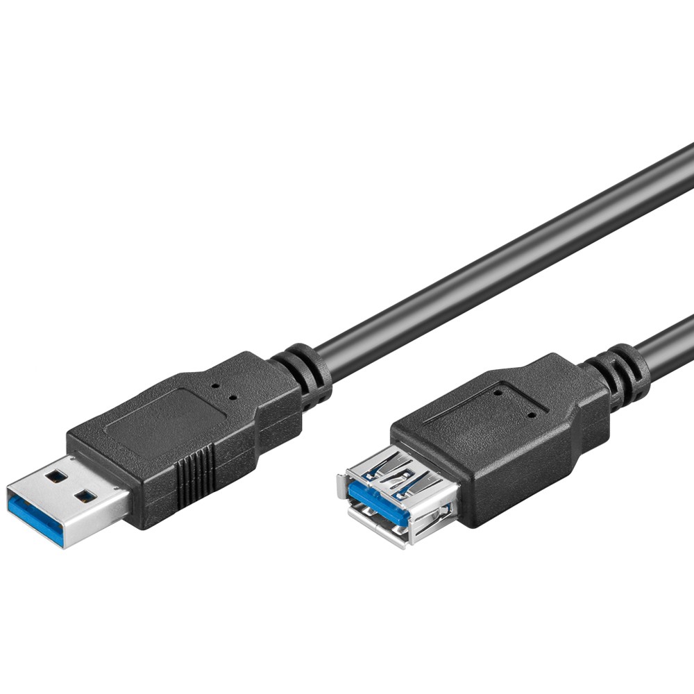 Goobay 3m USB 3.0 SuperSpeed Verlängerungskabel, Schwarz [USB 3.0-Stecker (Typ A)  USB 3.0-Buchse (Typ A)]