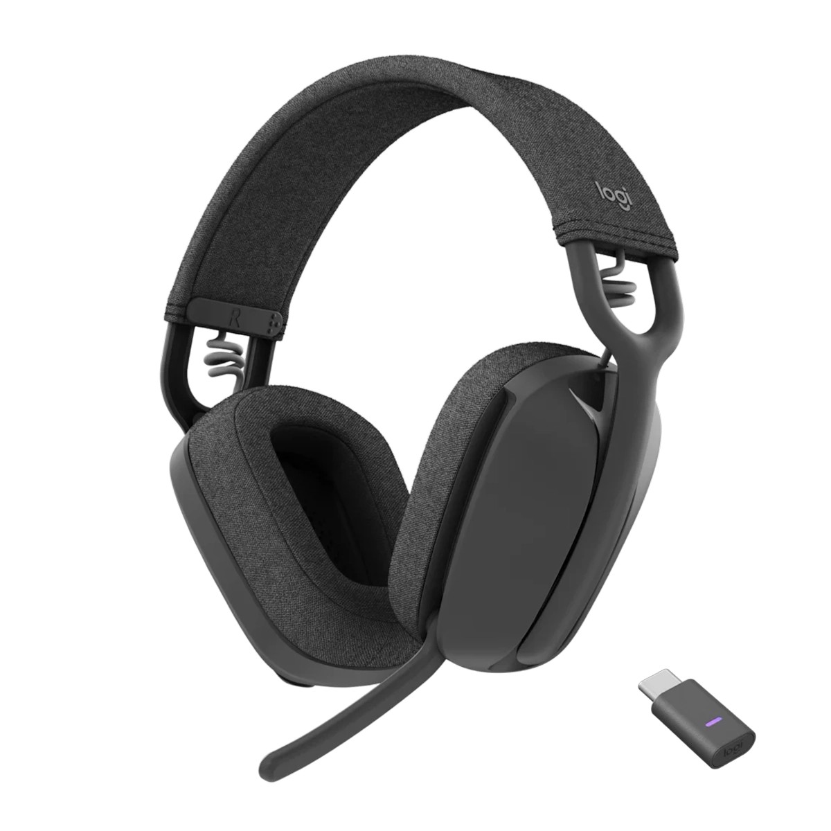 Logitech Zone Vibe Wireless Headset UC Version, USB-C Empfänger +USB-A Adapter, Grafit