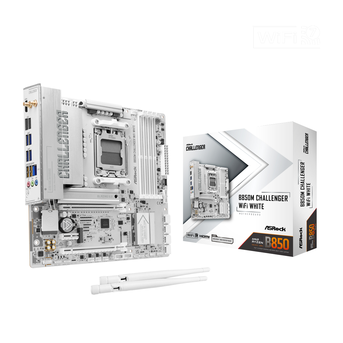 ASRock B850M Challenger WiFi White Mainboard Sockel AM5