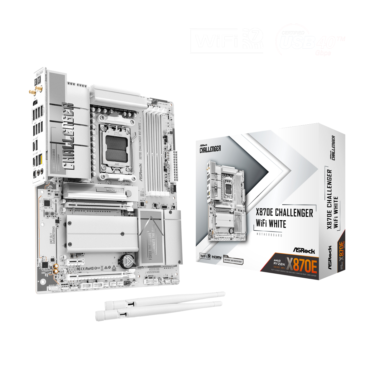 ASRock X870E Challenger WiFi White Mainboard Sockel AM5