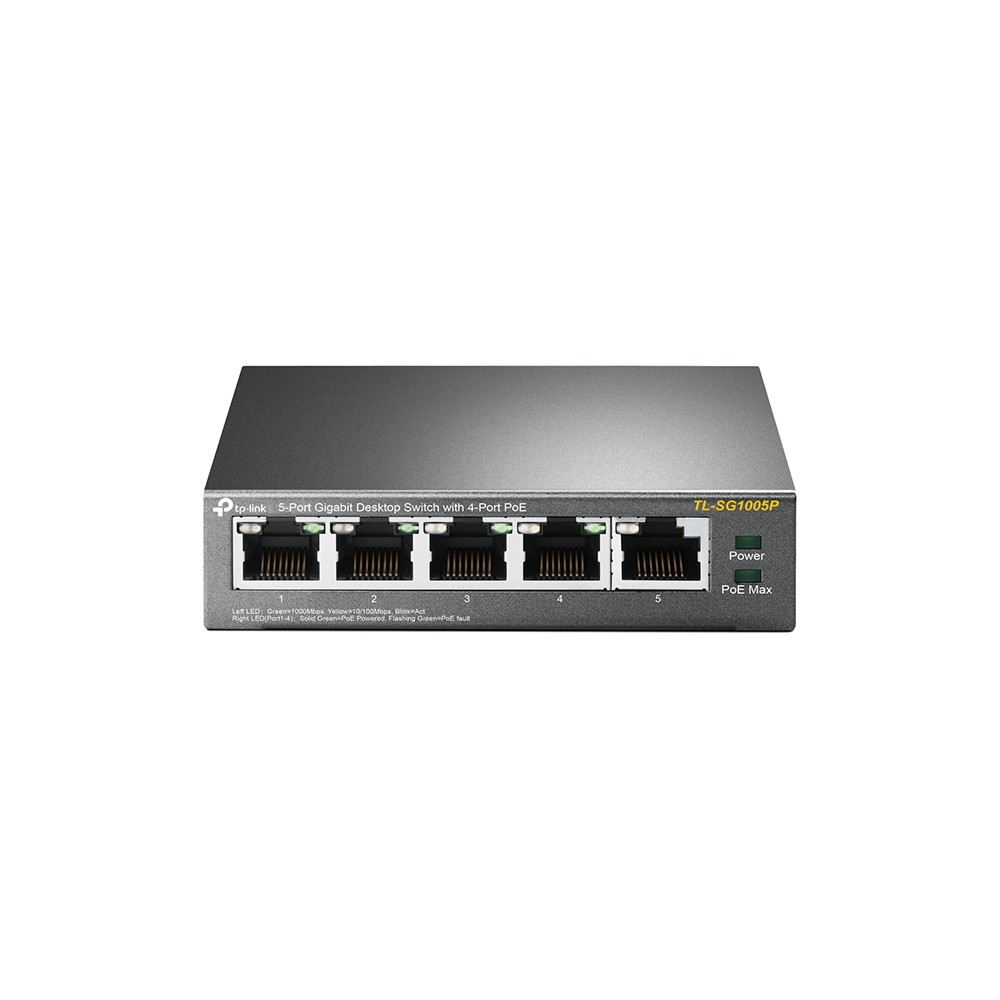 TP-Link TL-SG1005P Netzwerk-Switch 5-Port, Unmanaged, 5x Gigabit RJ45, 4x PoE+, 65W