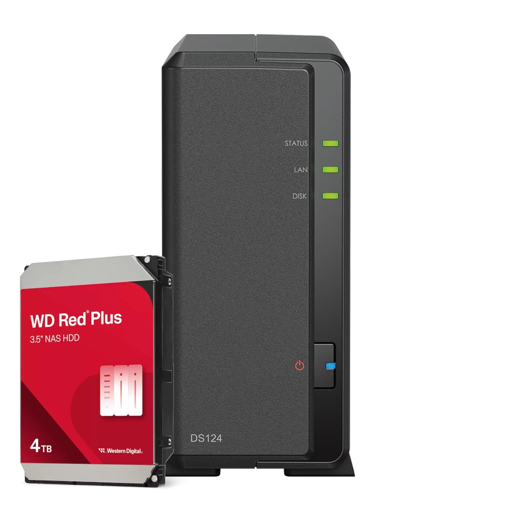 Synology DS124 4TB WD Red Plus NAS-Bundle NAS inkl. 1x 4TB WD Red Plus 3.5 Zoll SATA Festplatte