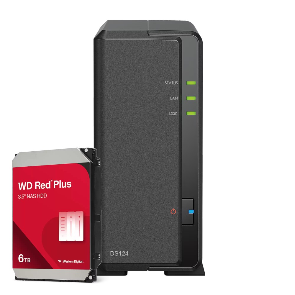 Synology DS124 6TB WD Red Plus NAS-Bundle NAS inkl. 1x 6TB WD Red Plus 3.5 Zoll SATA Festplatte