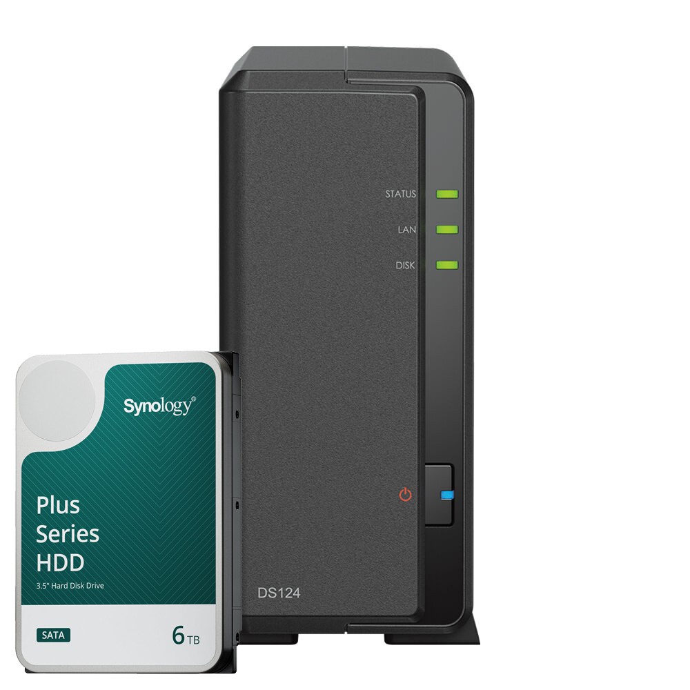 Synology DS124 6TB Plus HDD NAS-Bundle NAS inkl. 1x 6TB Synology Plus 3.5 Zoll SATA Festplatte