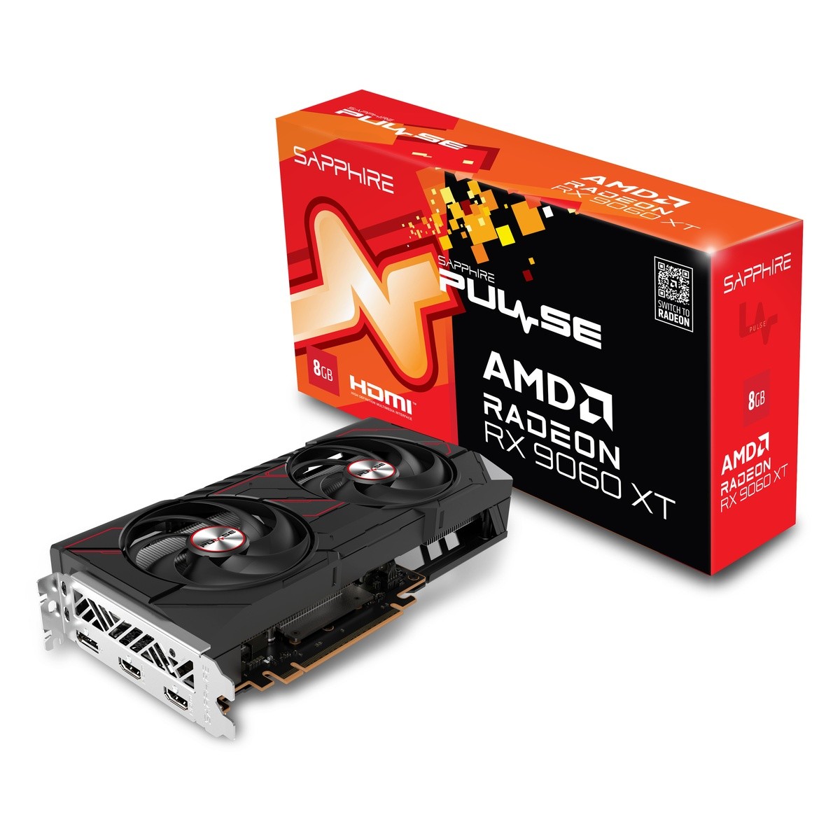 Sapphire Radeon RX 9060 XT 8GB PULSE Gaming OC 8GB GDDR6, 2x HDMI, 2x DP