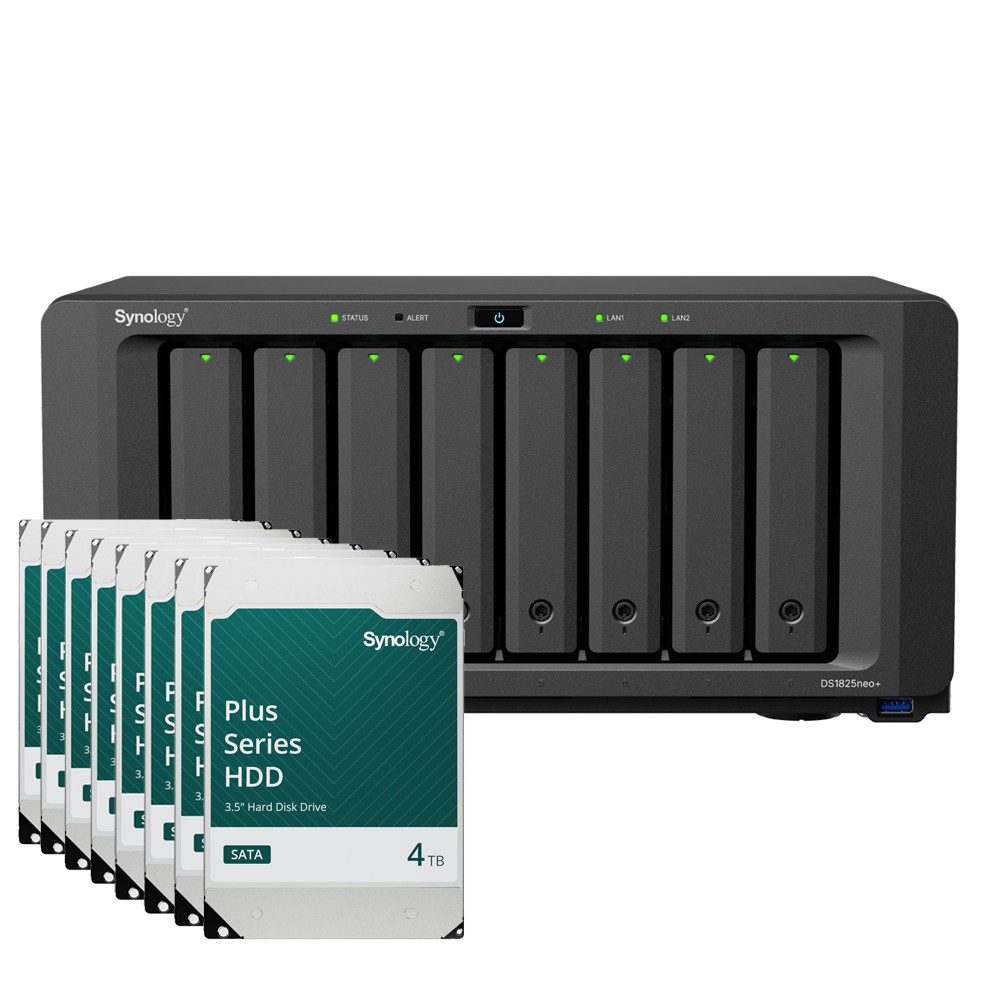 Synology DS1825neo+ 32TB Plus HDD NAS-Bundle NAS inkl. 8x 4TB Synology Plus 3.5 Zoll SATA Festplatte