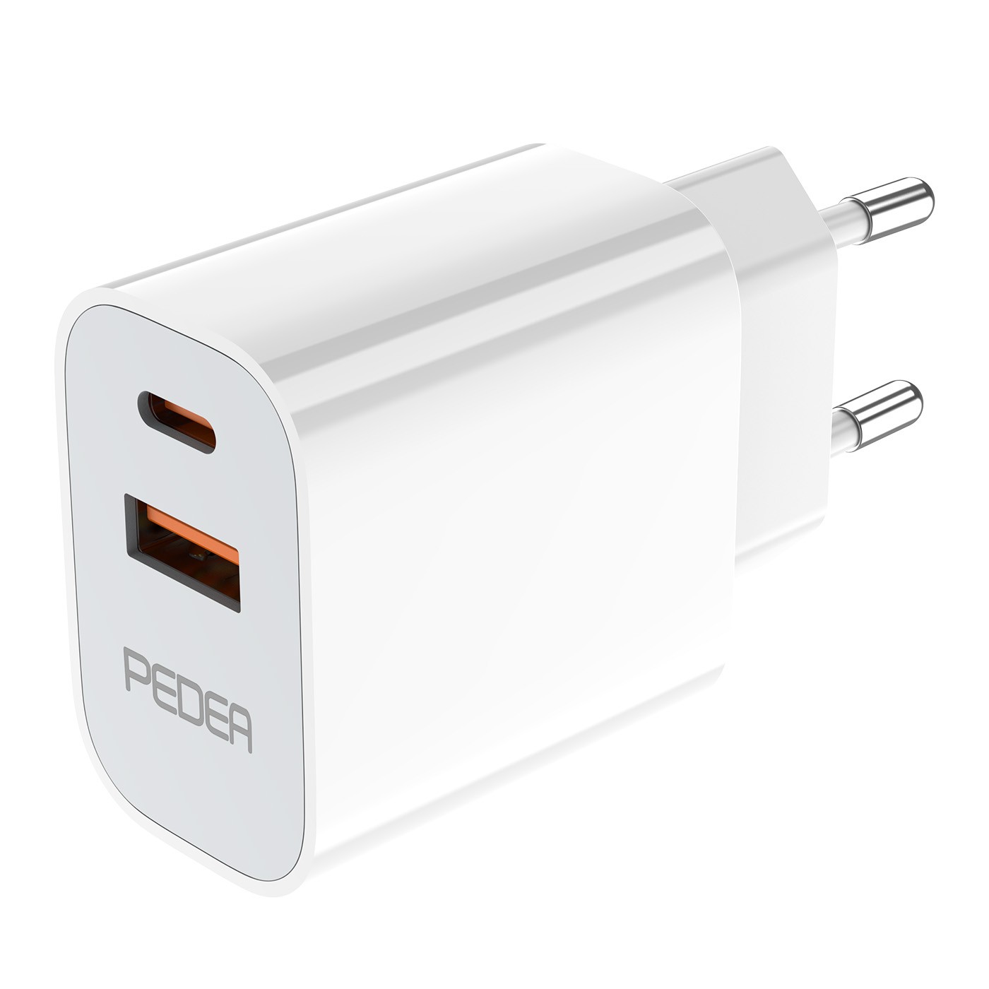 PEDEA Reiselader Dual 20W für USB-C/USB-A- weiß 100-240V / Schnellladegerät / 20 Watt max.