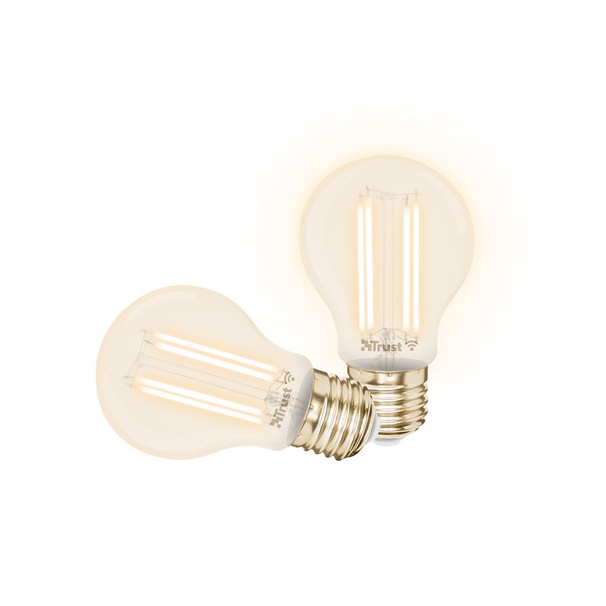 Trust E27 DUO-PACK LED FILAMENT WI-FI Smartes WiFi LED-Filament, Lichtstimmung weiß, Fassung E27, von Ihrem Smartphone/Tablet zu