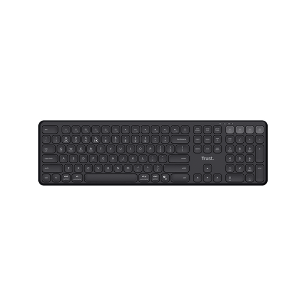 Trust Vaiya Kabellose Tastatur für mehrere Geräte, DE-Layout Flache Scherentasten im Laptop-Stil, Bis zu vier Geräte gleichzeiti