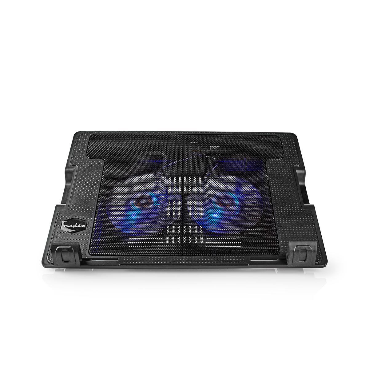 Nedis Notebook-Ständer, Anzahl Lüfter: 2 Stromversorgung über USB | Anzahl Winkel: 4 | 18 " | 1200 U/min | LED