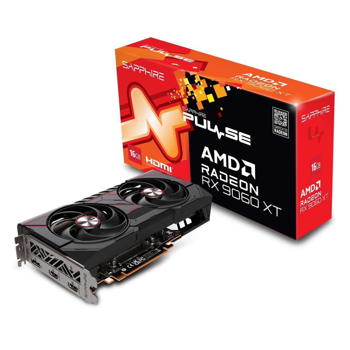 Sapphire Radeon RX 9060 XT 16GB PULSE Gaming OC - 16GB GDDR6, 2x HDMI, DP