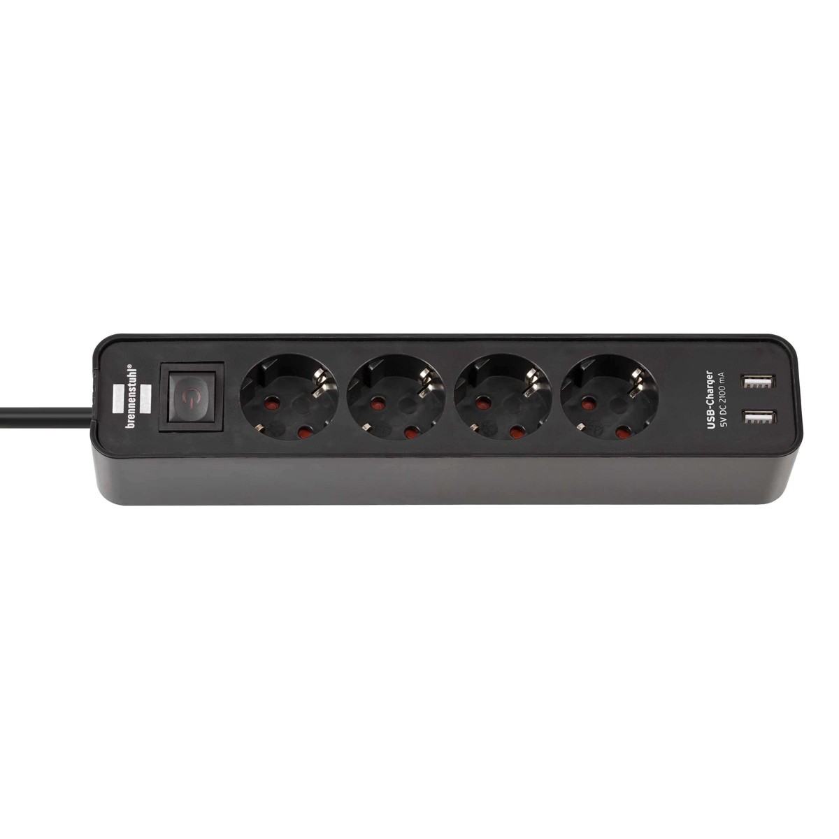 Brennenstuhl Ecolor Steckdosenleiste 4-fach mit 2 USB-Ladebuchse (Steckerleiste mit USB, Schalter und 1,5m Kabel)