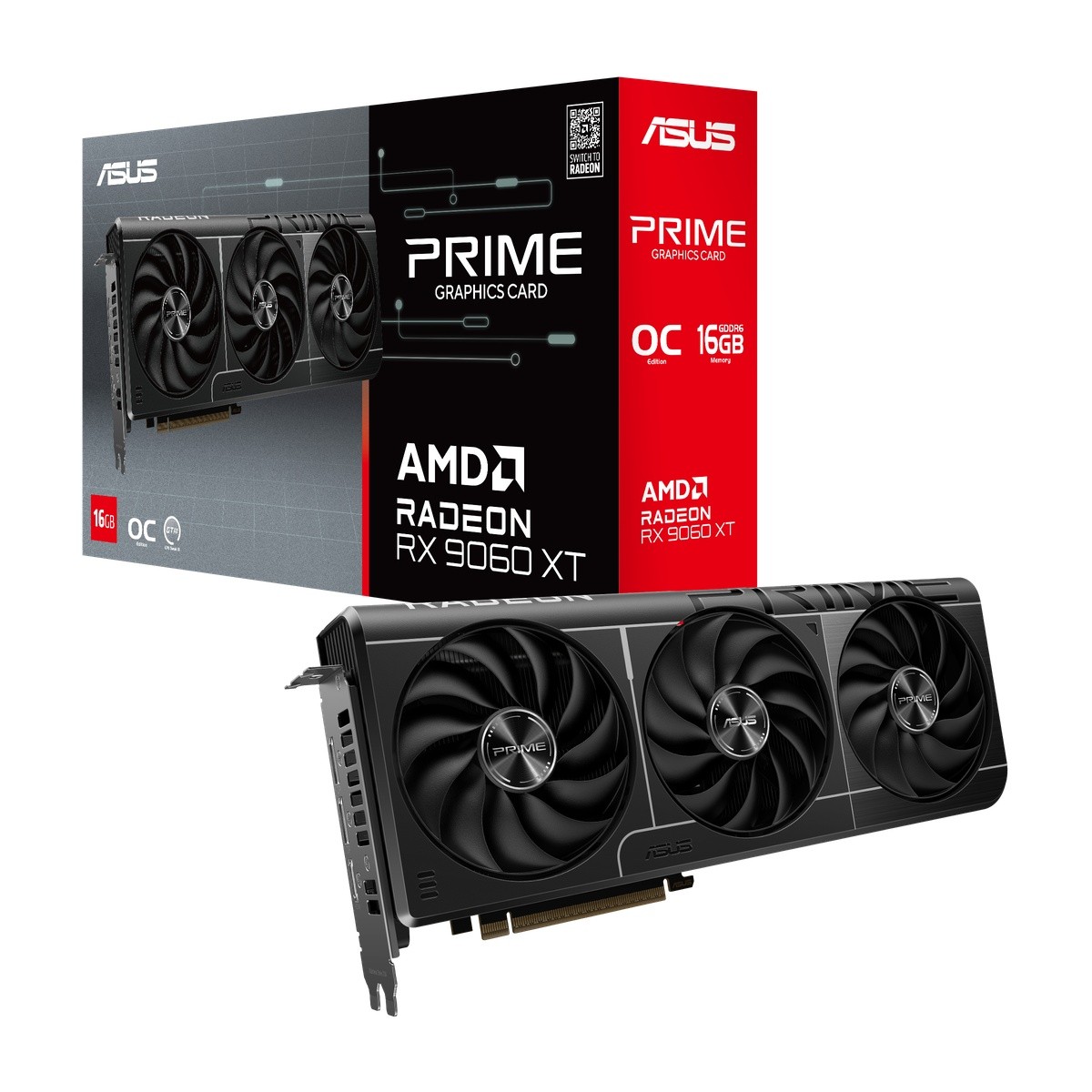 ASUS Prime Radeon RX 9060 XT OC 16GB Grafikkarte - 16GB GDDR6, HDMI, 3x DP