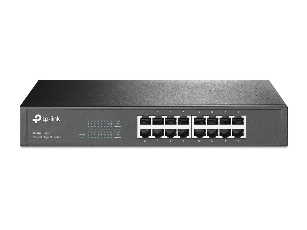 TP-Link TL-SG1016D Unmanaged Switch 16-Port, Unmanaged, 16x Gigabit RJ45