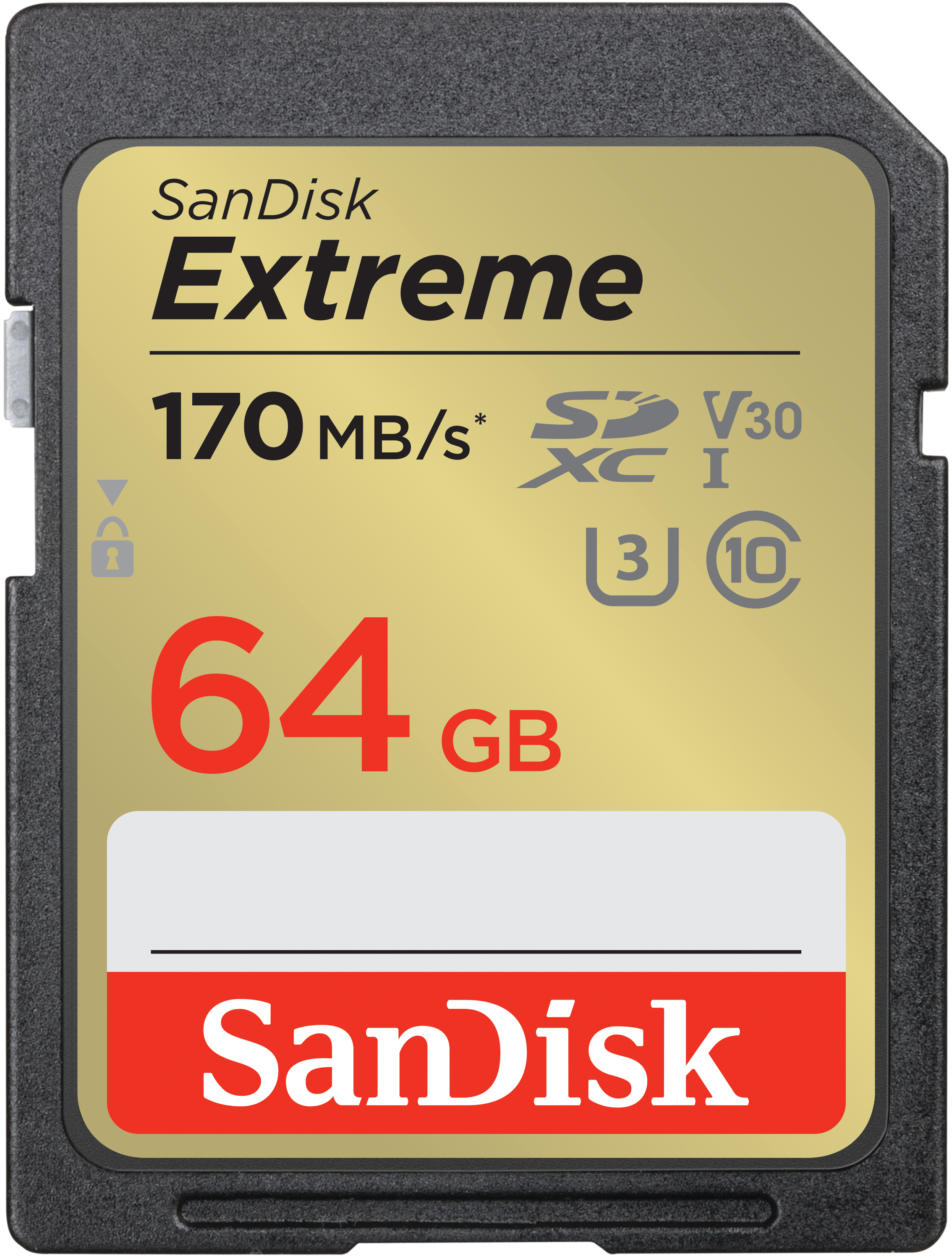 SanDisk 64GB Extreme SDXC Speicherkarte, 170MB/s & 80MB/s Lese/Schreibgeschwindigkeit, UHS-I, Class 10, U3, V30